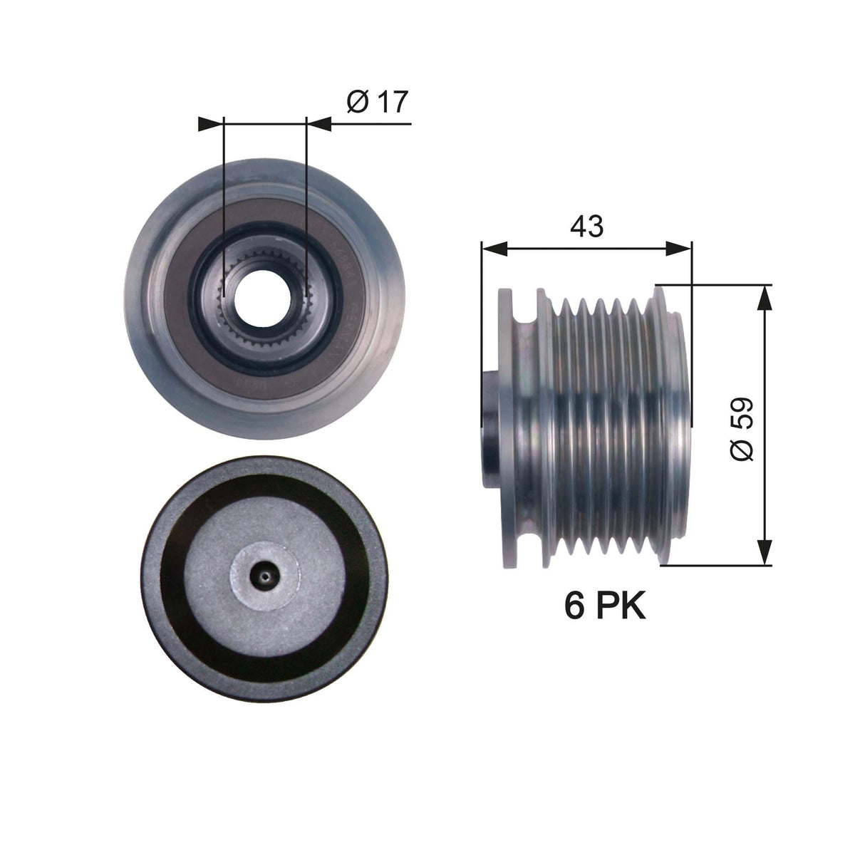 Gates OAP7112 Alternator Pulley Focus / Fiesta / C-Max / S40 / V50 1.6-2.0 TDCi — Starting & Charging
