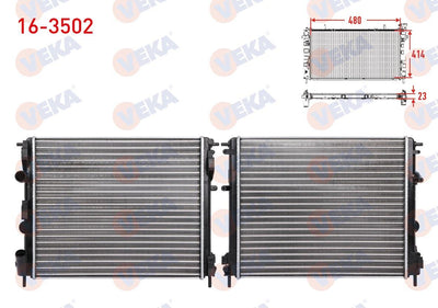 Veka 16-3502 Water Radiator Mechanical M-T Renault Clio II 1.5 dCi-1.4-1.6 1998-2005 / Kangoo 1.5 dCi 1998 — Radiators & Fans