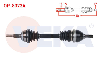 Veka OP-8073A Complete Axle Left Front ABS li 29 Outer Length 596mm Opel Vectra B 1.8i 16V 1999-20 — Axles, CV Joints & Boots
