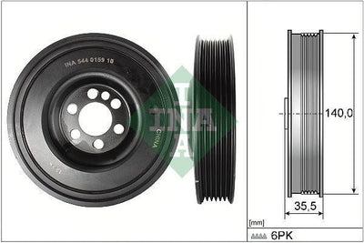 INA 544015910 V Belt Pulley for Golf V VI, Jetta and 8 more models — Belts