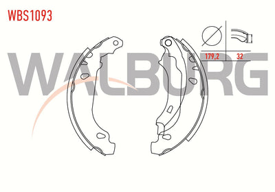 WALBURG WBS1093 Brake Shoe Rear Peugeot 206 (2A / C) 1.4 HDi with Lever 180X30 mm 1998-2006 / Peuge — Brake Cables & Hardware