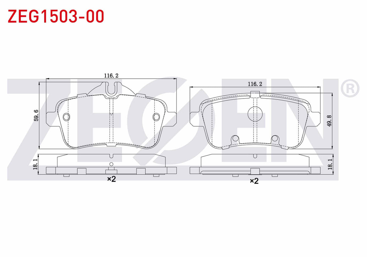 Zegen ZEG1503-00 Brake Pad Rear Mercedes M Series (W166) Ml 250 CDI 2011-/ M Series (W166) Ml 350 2011 — Brake Pads