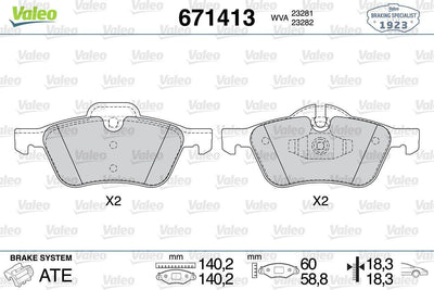 Valeo 671413 Brake Pad Front Mini Cooper R50-R52-R53 — Brake Pads
