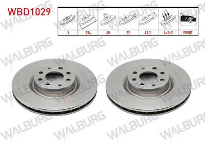 WALBURG WBD1029 Brake Disc Front Air 4 Bjn 284X22x60x43 — Brake Rotors & Drums