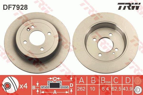 TRW DF7928 Disc Rear Accent Blue i20 Rio Bayon 262mm | 1 Piece