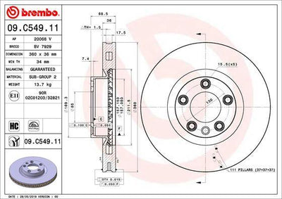 Brembo 09.C549.11 Right / Left Front Brake Disc VW Touareg Porsche Cayenne — Brake Rotors & Drums