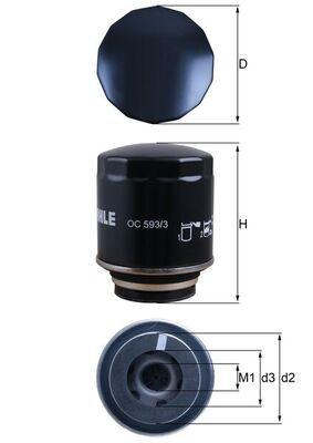 Mahle OC593-3 Oil Filter VW Golf VI Jetta Passat Polo A1 A3 Fabia Ibiza TSI 1.2-1.4 — Oil Filters