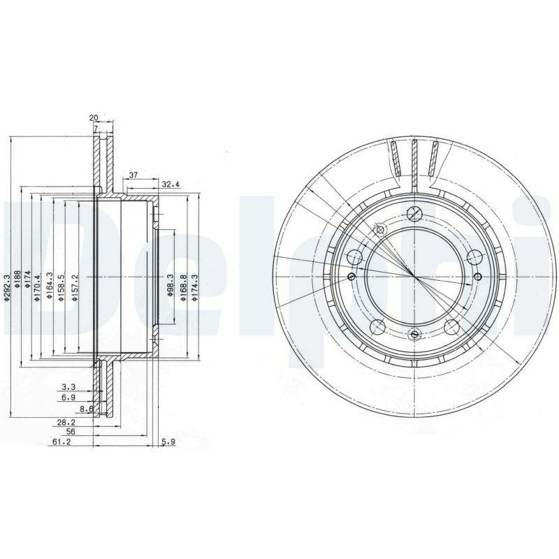 Delphi BG3410 Brake Disc (Ventilated) - Compatible with 1996-2004 Boxster 986 — Brake Rotors & Drums