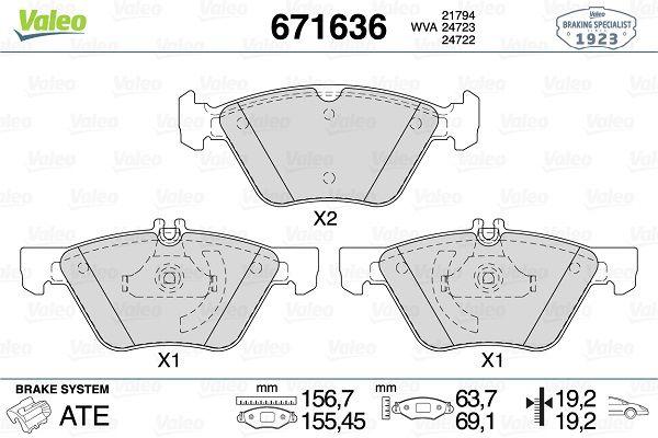 Valeo 671636 Brake Pad Front Mercedes W210 E280-E310 98-03 — Brake Pads