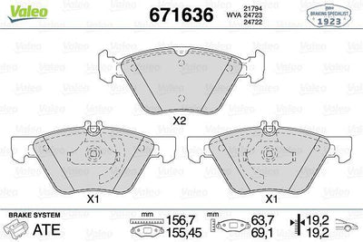 Valeo 671636 Brake Pad Front Mercedes W210 E280-E310 98-03 — Brake Pads