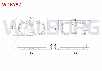 WALBURG WDB792 Brake Pad Rear Mini Clubman (R55) 1.6 D 2007 — Brake Pads