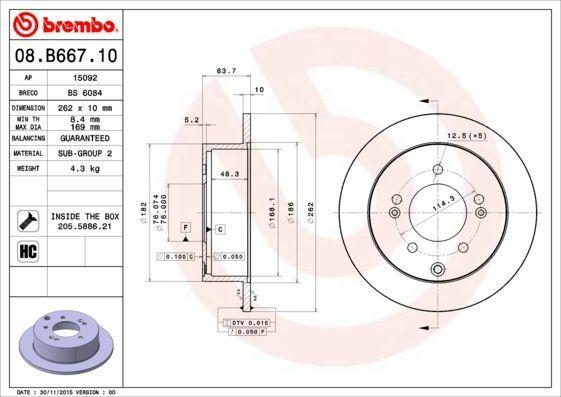 Brembo 08.B667.11 Brake Discs for Kia Cerato 1.6 (Set of 2) — Brake Rotors & Drums