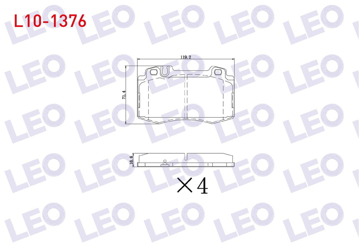 LEO L10-1376 Brake Pad Front Mercedes C Series (W203) C 230 2000-2006 / (W203) C 270 CDI 2000-2006 / (W203) C 20 — Brake Pads