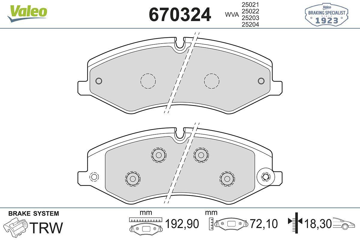 Valeo 670324 Brake Pad Front Range Rover Sport 2007-13, Discovery III/IV, 2.7-3.0 Td 24V-5.0i 32V — Brake Pads