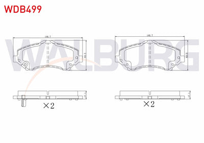 WALBURG WDB499 Brake Pad Front with Wear Indicator Fiat Freemont (Jf) 2.0 Mjt 170 Hp 2011-/ Jeep Wrangler III (J — Brake Pads