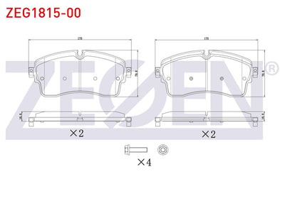 Zegen ZEG1815-00 Brake Pad Front Land Rover Discovery V (Lr) 2.0 D 2016-/ Discovery V (Lr) 3.0 2016-/ Jaguar E-P — Brake Pads
