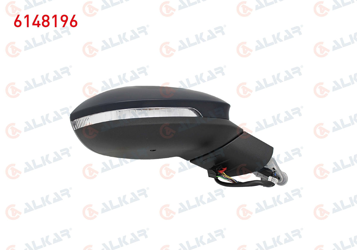 Alkar 6148196 Outer Rear View Mirror Right Electric Heated Primed Automatic Folding with Turn Sig — Tail, Signal & Reflectors