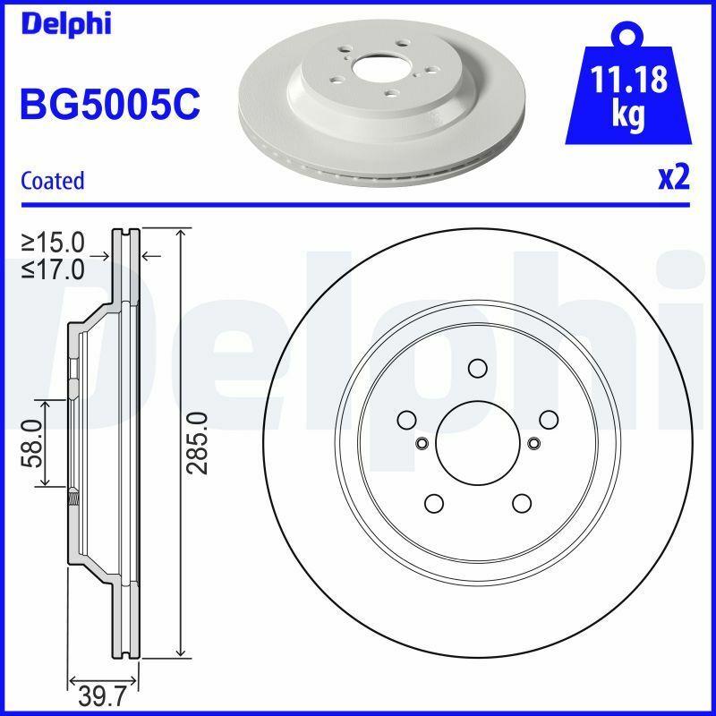 Delphi BG5005C Disc Brake - 18-XV 1.6'' Coated — Brake Rotors & Drums