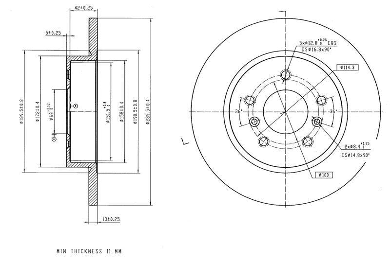 MGA 50497 Brake Disc Rear 290-5 (Nissan: Qashqai J11 13-> / Renault: Kadjar 15->) — Brake Rotors & Drums