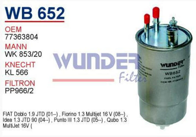 Wunder Fiat Fiorino 2012- 1.3 Diesel Filter 3 with Outlet
