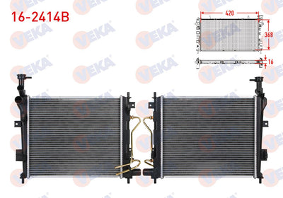 Veka 16-2414B Water Radiator Brazing Kia Picanto (Ta) 1.25 A-T Ac + /-2011 — Radiators & Fans
