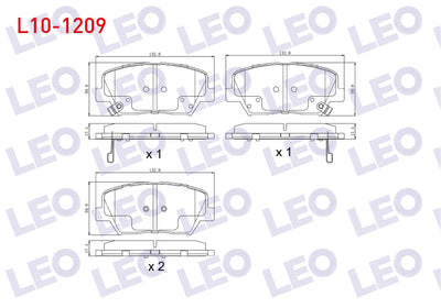 LEO L10-1209 Brake Pad Front with Wear Indicator Hyundai Elantra 1.6 D-Cvvt 2011-2015 / Kia Cerato 1.6 CRDi 2016 — Brake Pads