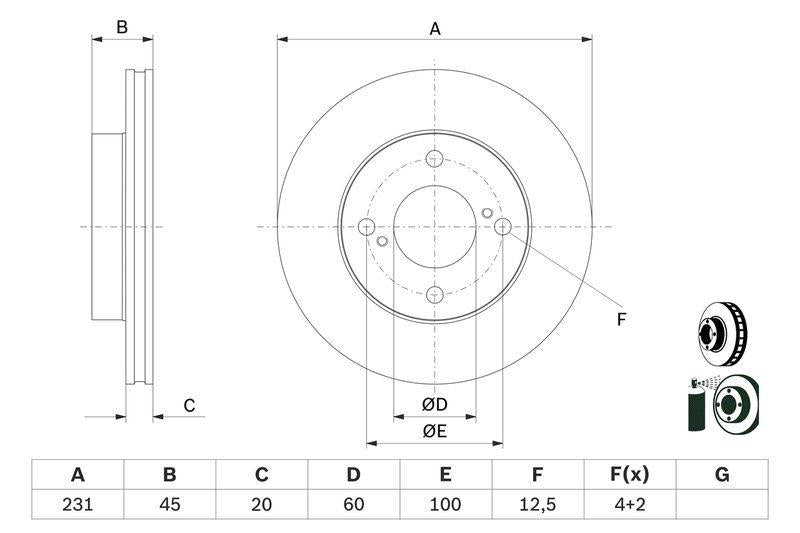 BOSCH Brake Disks 0986479G92 - 2 Piece Set for Ignis III — Brake Rotors & Drums