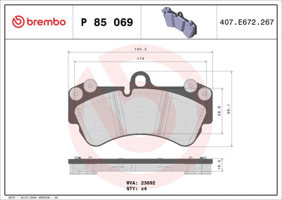 Brembo P85069 Front Brake Pad Touareg 02-10 Porsche Cayenne 03-10 — Brake Pads