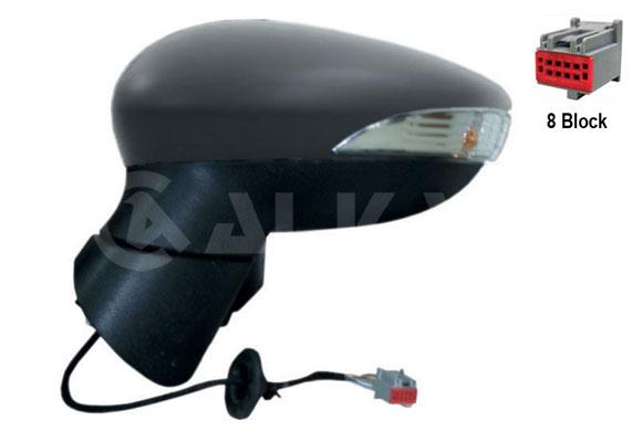Alkar 6119394 Outer Rear View Mirror Left Electric Heated Primed with Turn Signal 6 Pin Aspheric Ford Fiesta VI 2008-2013