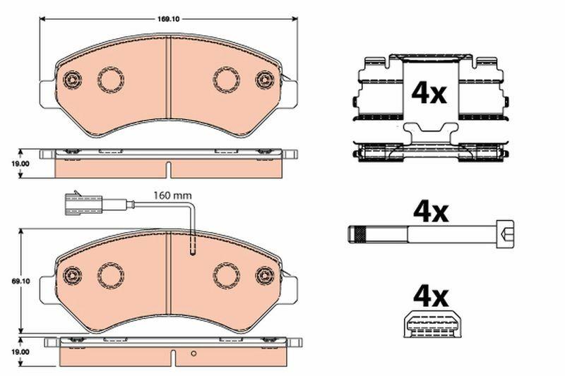 TRW GDB2072 Front Brake Pad Set - High Performance for Boxer & Jumper — Brake Pads