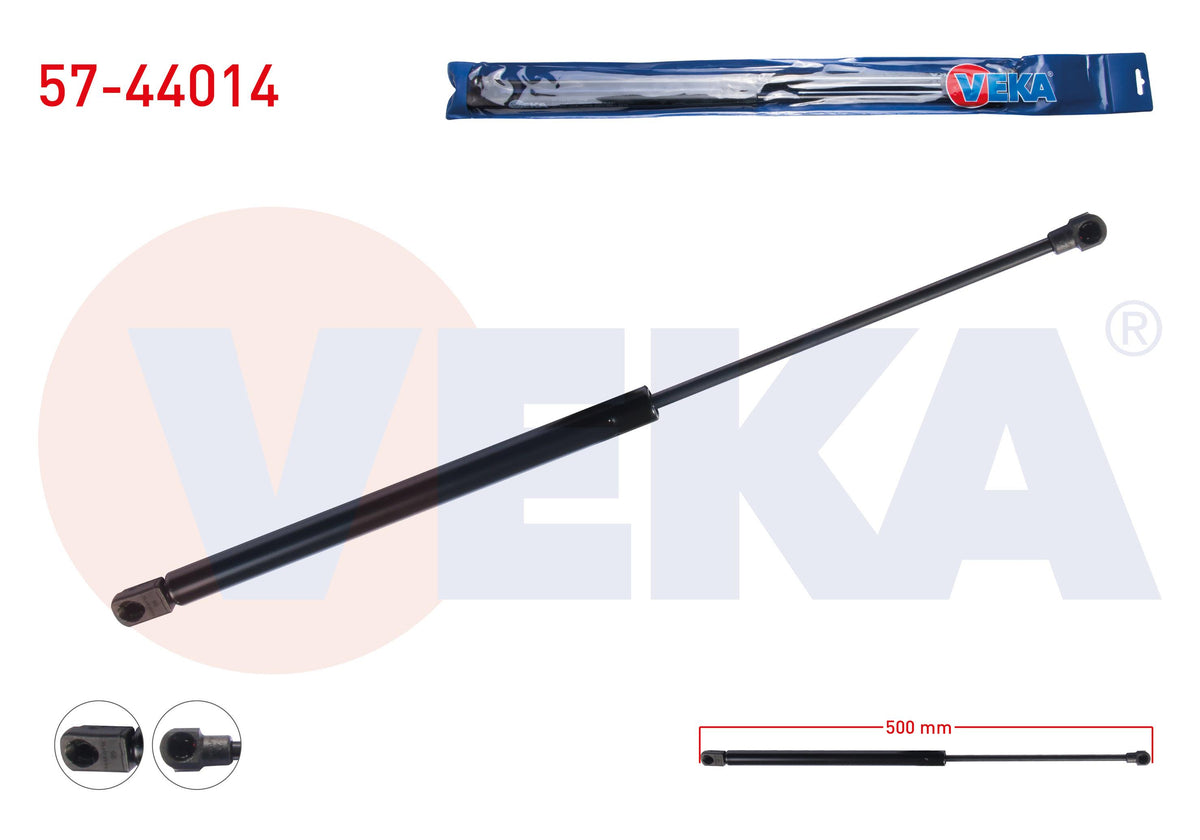 Veka 57-44014 Motor Hood Gas Strut 500mm / 350N Audi A3 (8L1) 1996-2003 / Volkswagen Bora (1J2) 1998-2005 / Golf IV (1J1) 1997-2005 | Set of 2