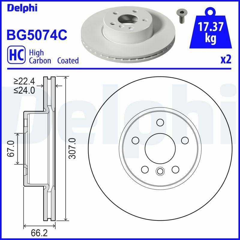 Delphi Disc Brake BG5074C - 18-3 Series for G20/G21 — Brake Rotors & Drums