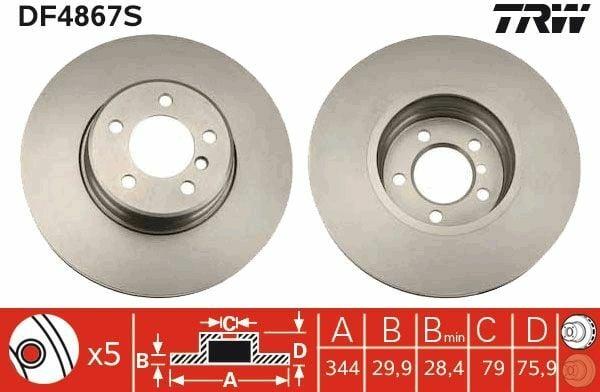 TRW DF4867S Disc Brake Set for Range Rover - 2 Pack — Brake Rotors & Drums