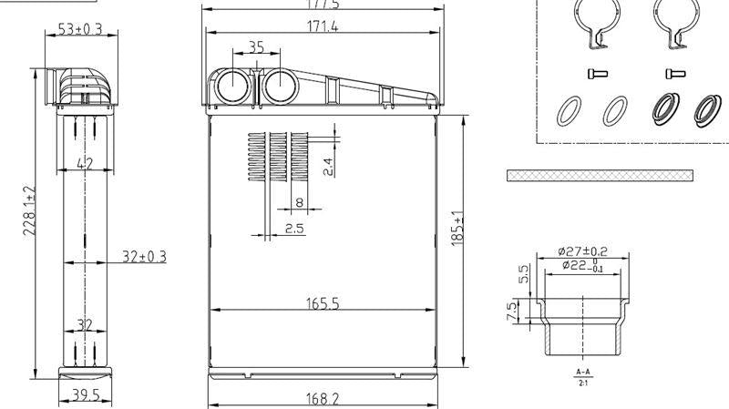 MGA 81255 Heater Core Brazing, (Mercedes Benz: A-Series A180 / A200 (04-12) / B-Series B180 / (05-11) — Heater & Blower