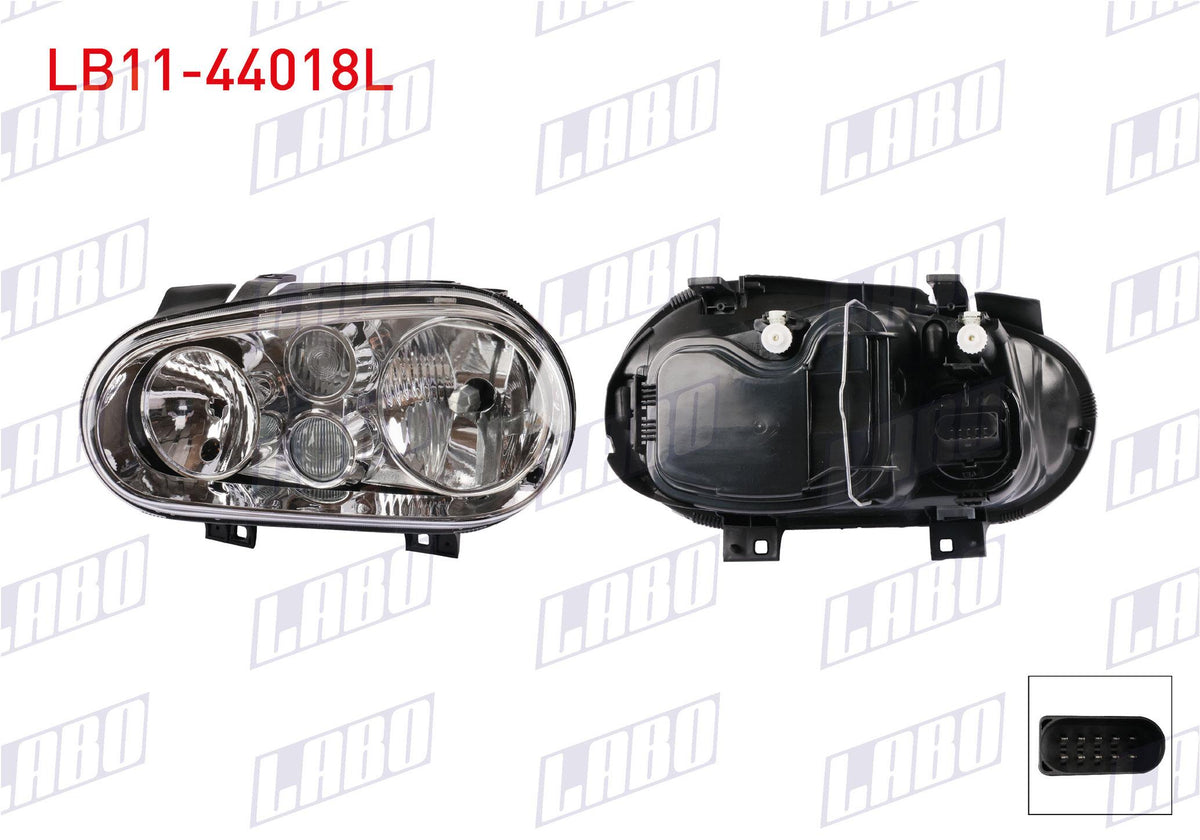 LABO LB11-44018L Headlight Left Fog Farlı with Motor Volkswagen Golf IV 1998 — Headlights