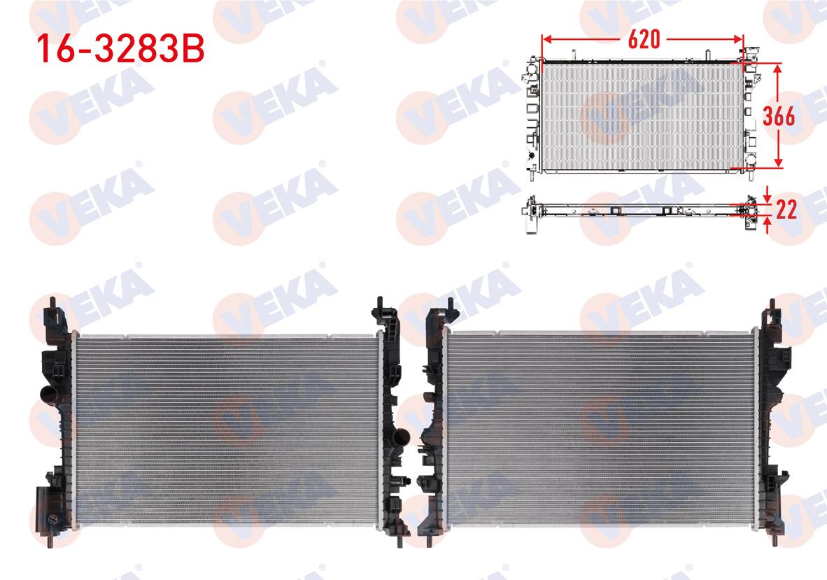 Veka 16-3283B Su Radiator Brazing Opel Adam 1.4 S 2014-2019 / Corsa E 1.4, 1.4 Turbo 2014-/ A-T — Radiators & Fans