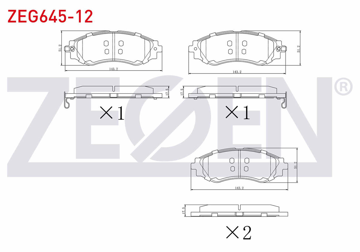 Zegen ZEG645-12 Brake Pad Front with Wear Indicator Chevrolet Rezzo (U100) 1.6i 2000-2008 / Chevrolet Rezzo (U10 — Brake Pads