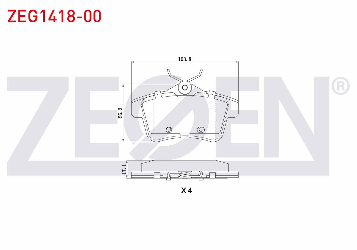 Zegen ZEG1418-00 Brake Pad Rear Peugeot 3008 1.6 VTI 2009-/ 3008 1.6 HDi 2009-/ 5008 1.6 HDi 2009-/ Citroen Ds4 — Brake Pads