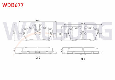 WALBURG WDB677 Brake Pad Rear Mini Cooper One (F56) 1.2 2013-/ Mini Cooper One (F56) 1.5 2013-/ Mini Cooper S (F — Brake Pads