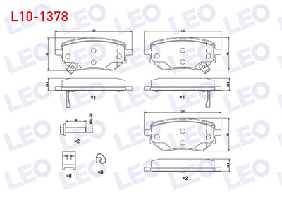 LEO L10-1378 Brake Pad with Wear Indicator Rear Mercedes X Series (470) X 250 D 2017 — Brake Pads