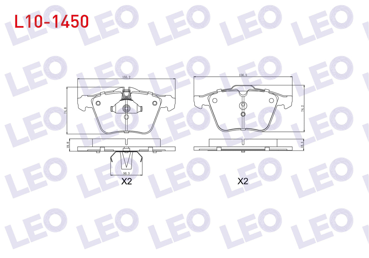 LEO L10-1450 Brake Pad Front Volvo S60 II 1.6 2010-/ S60 II 2.0 2010-/ S60 II 2.0 D 2010-/ S80 II T5 2006-/ V70 — Brake Pads