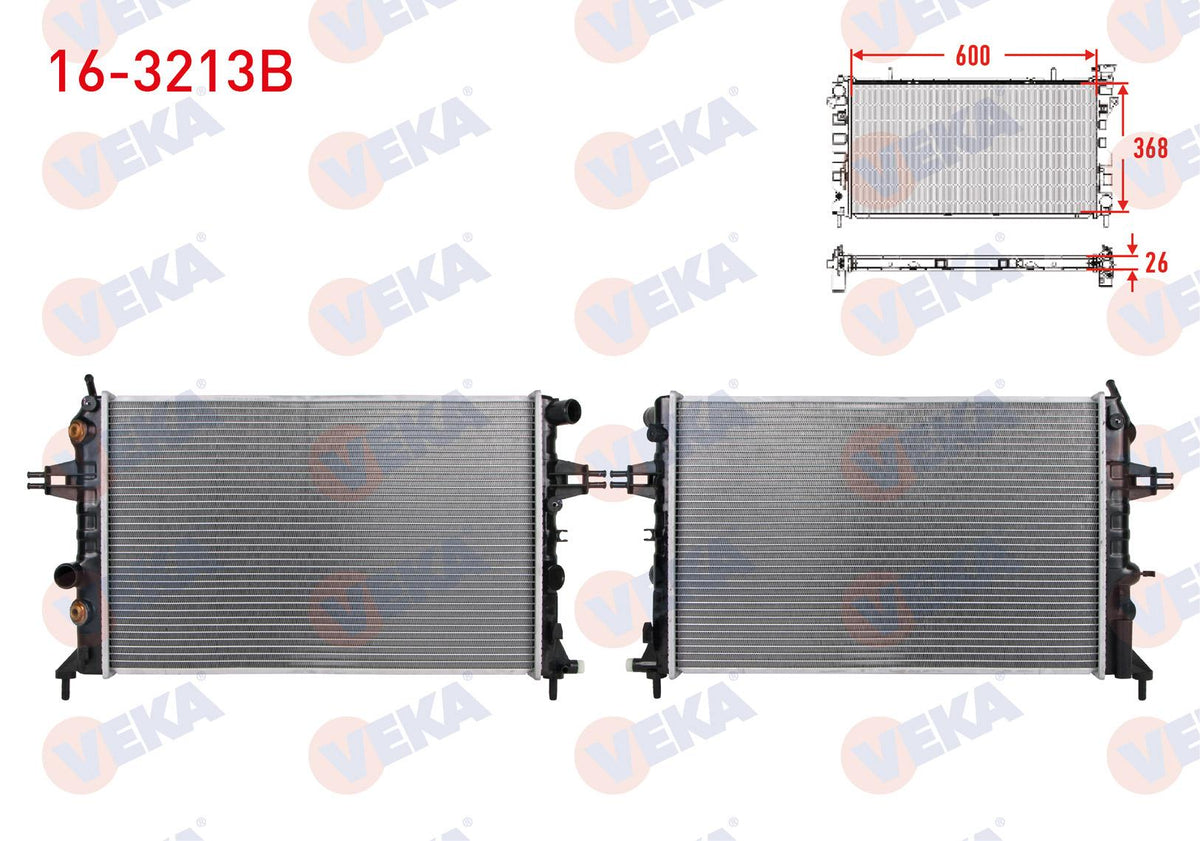 Veka 16-3213B Water Radiator Brazing Opel Astra G (F69) 1.4i 16V A-T 1998-2005 — Radiators & Fans