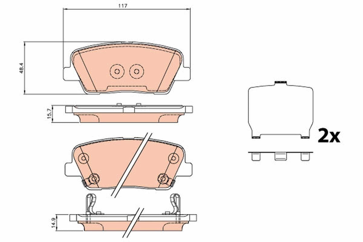 TRW GDB3624 Brake Pad Rear 10 > Sorento — Brake Pads