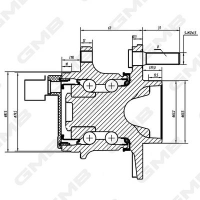 GMB GH34950A Wheel Hub Bearing Rear Focus Bm 11 — Hub Assemblies