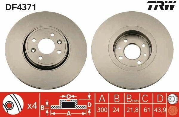 TRW DF4371 Disc Brake - Ventilated Design — Brake Rotors & Drums