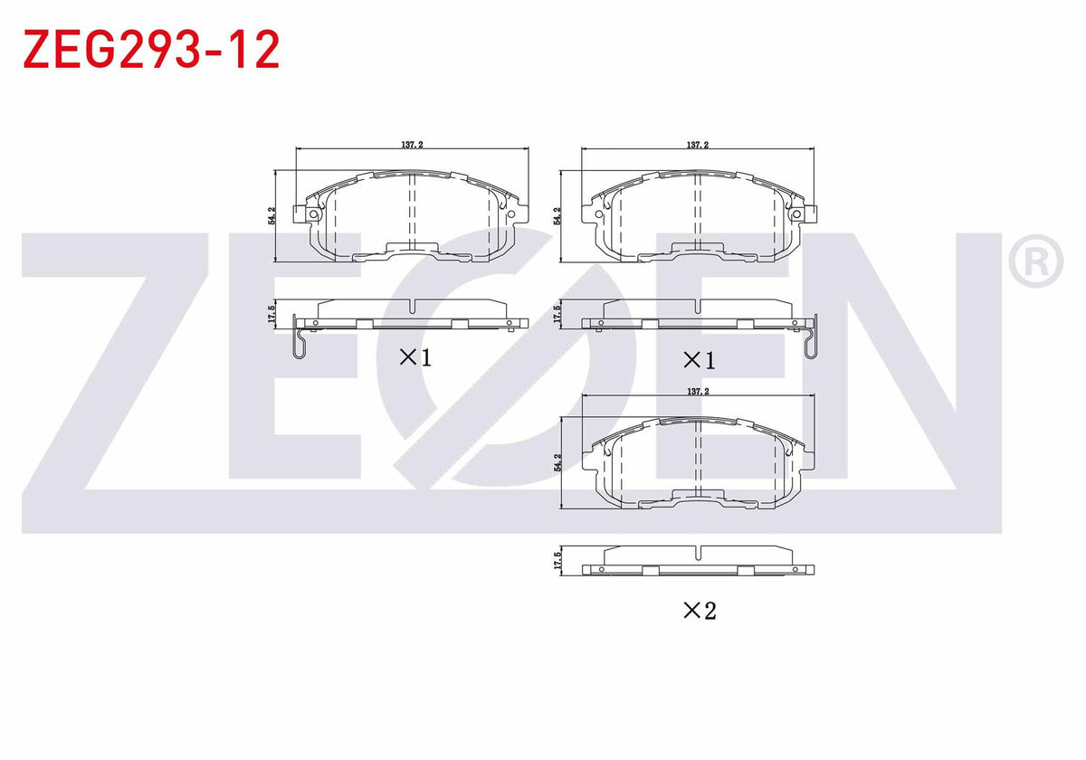 Zegen ZEG293-12 Brake Pad Front with Wear Indicator Cable Drilled Nissan Maxima (J30) 3.0i V6 1988-1994 / 200 Sx — Brake Pads
