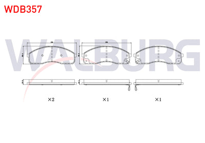 WALBURG WDB357 Brake Pad with Wear Indicator Front Hyundai H100 2.5 D 1993-2004 / Kia Pregio (Tb) 2.7 D 1997-200 — Brake Pads