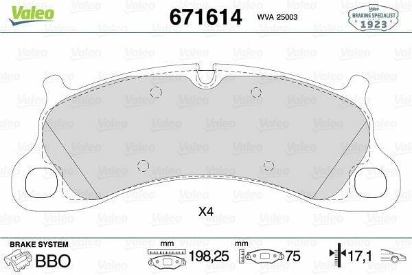 VALEO 671614 Brake Pads - Front Set for BREMBO