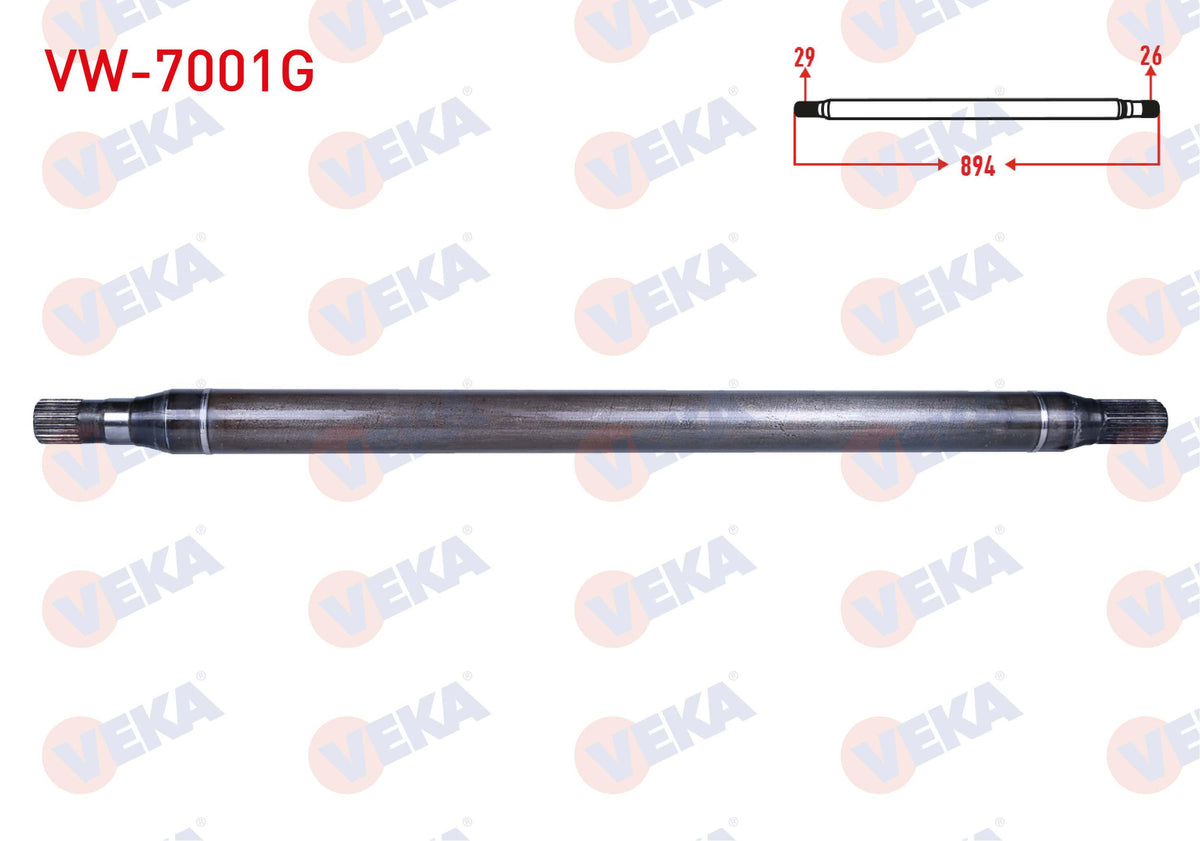Veka VW-7001G Axle Shaft Rear Right Thin Reinforced 29X26 Length 894mm Volkswagen Crafter 30-35 (2 — Axles, CV Joints & Boots