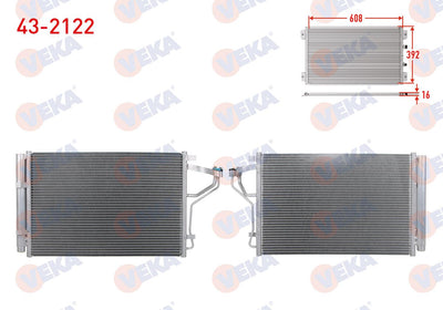 Veka 43-2122 A/C Condenser Hyundai i30 (Gd) 1.4-1.6 2011-2016 /Elantra V 1.6 2011-2015-/Kia Cerato — Condensers & Evaporators